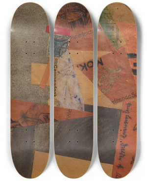 Triptych art skateboard deck of Kurt Schwitters Mz 259 Zeichnung Campendonk by Kurt Schwitters (1887-1948)