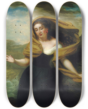 Triptych art skateboard deck of George Henry Hall Miranda From The Tempest by George Henry Hall (1825-1913)