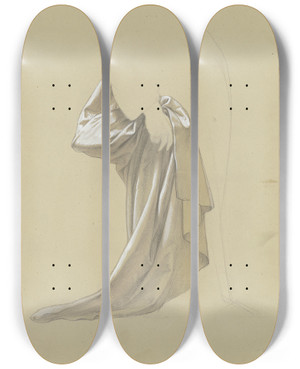 Triptych art skateboard deck of Eduard Von Steinle Nude_1 by Eduard Von Steinle (1810-1886)
