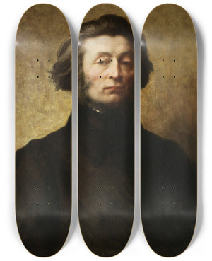Triptych art skateboard deck of Wadysaw Ciesielski Portrait Of Adam Mickiewicz by Wladyslaw Ciesielski (1845-1901)