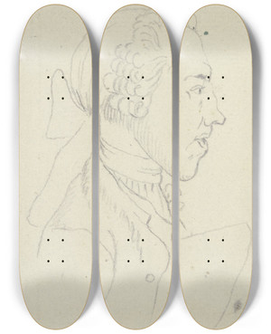 Triptych art skateboard deck of Daniel Nikolaus Chodowiecki Brustbild Eines Mannes Mit Haarbeutel Im Profil Nach Rechts by Daniel Nikolaus Chodowiecki (1726-1801)
