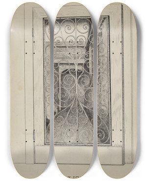 Triptych art skateboard deck of Ray Price Wrought Iron Door by Ray Price (20-)