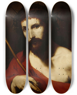 Triptych art skateboard deck of Jusepe De Ribera Ecce Homo_2 by Jusepe de Ribera (1591-1652)
