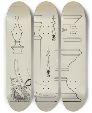 Triptych art skateboard deck of Ernest A Towers Jr Grandfather Clock_4 by Ernest A Towers Jr (20-)