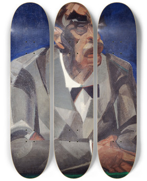 Triptych art skateboard deck of Emmanuel Gondouin Octave Mirbeau 18481917 Crivain Et Journaliste by Emmanuel Gondouin (1883-1934)