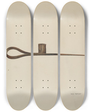 Triptych art skateboard deck of Dana Bartlett Candle Holder by Dana Bartlett