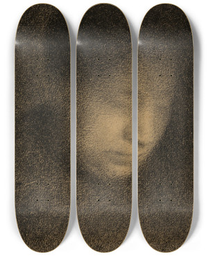 Triptych art skateboard deck of Georges Seurat Madame Seurat The Artists Mother Madame Seurat Mre by Georges Seurat (1859-1891)
