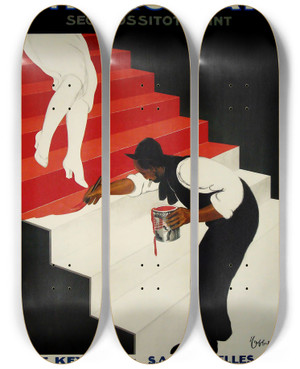Triptych art skateboard deck of Leonetto Cappiello Nitrolian by Leonetto Cappiello (1875-1942)