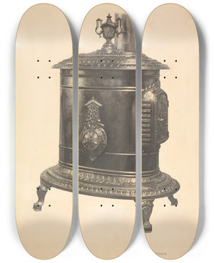 Triptych art skateboard deck of Raymond Neumann Amana Stove by Raymond Neumann
