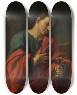 Triptych art skateboard deck of Simone Cantarini Saint John The Evangelist by Simone Cantarini (1612-1648) Triptych art skateboard deck of Simone Cantarini Saint John The Evangelist by Simone Cantarini (1612-1648)
