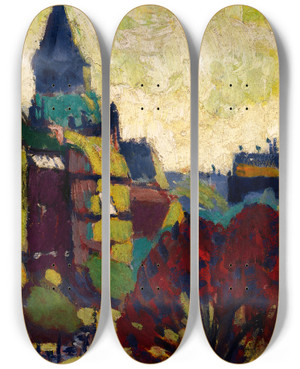 Triptych art skateboard deck of Henry Lyman Saen St Germain Des Pres by Henry Lyman Saen (1875-1918)