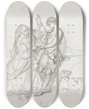 Triptych art skateboard deck of Nicaise De Keyser Biblical Scene by Nicaise De Keyser (1813-1887)