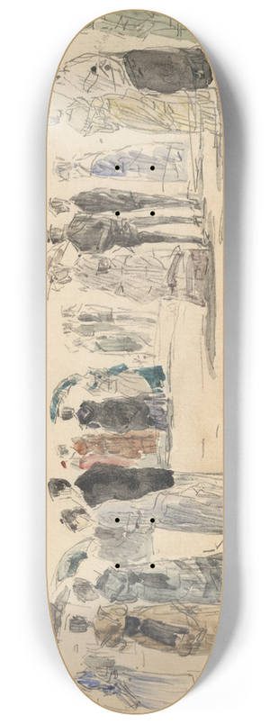 Eugne Boudin - People on the Beach at Trouville 8.25 inch art skate deck