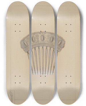 Triptych art skateboard deck of Erwin Schwabe Comb by Erwin Schwabe