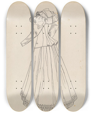 Triptych art skateboard deck of Julie C Brush Dress_14 by Julie C Brush