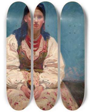 Triptych art skateboard deck of Stanisaw Kamocki Portrait Of Jadwiga Mikoajczykina by Stanislaw Kamocki (1875-1944)