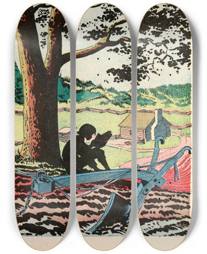 Triptych art skateboard deck of Us Information Agency Books by U S Information Agency (1953-1999)
