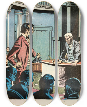 Triptych art skateboard deck of Us Information Agency Divided by U S Information Agency (1953-1999)