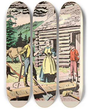 Triptych art skateboard deck of Us Information Agency Question by U S Information Agency (1953-1999)