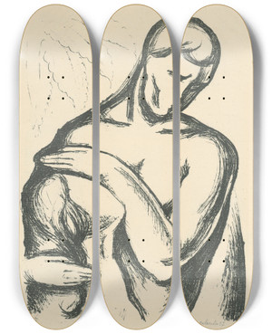 Triptych art skateboard deck of Mikul Galanda Milenci 2_2 by Mikulas Galanda (1895-1938)