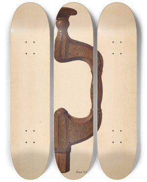 Triptych art skateboard deck of Frank Gray Carpenters Brace by Frank Gray