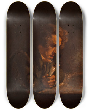 Triptych art skateboard deck of Wilhelm Bendz Karl Altmann by Wilhelm Bendz (1804-1832)