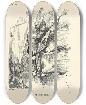 Triptych art skateboard deck of Sir John Tenniel The Forlorn Hope by Sir John Tenniel (1820-1914)