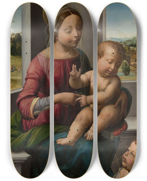 Triptych art skateboard deck of Fra Bartolomeo Madonna And Child With The Young Saint John The Baptist by Fra Bartolomeo (1472-1517) Triptych art skateboard deck of Fra Bartolomeo Madonna And Child With The Young Saint John The Baptist by Fra Bartolomeo (1472-1517)