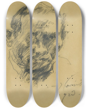 Triptych art skateboard deck of Lovis Corinth Selbstbildnis Selfportrait by Lovis Corinth (1858-1925)