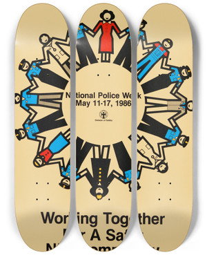 Triptych art skateboard deck of National Institutes Of Health Working Together For A Safer Nih Community by National Institutes Of Health (1887)