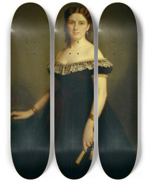 Triptych art skateboard deck of Amalia Lindegren Jane Cederlund by Amalia Lindegren (1814-1891)