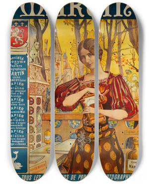 Triptych art skateboard deck of Cardailhac Papiers Photographiques Martin by Cardailhac (19-)