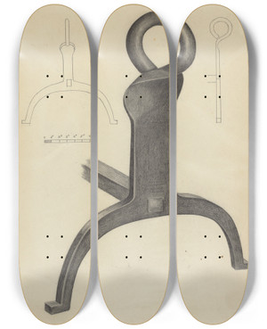 Triptych art skateboard deck of Mildred Ford Andiron One Of Pair_4 by Mildred Ford (20-) Triptych art skateboard deck of Mildred Ford Andiron One Of Pair_4 by Mildred Ford (20-)