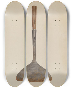 Triptych art skateboard deck of William Frank Chopping Knife by William Frank