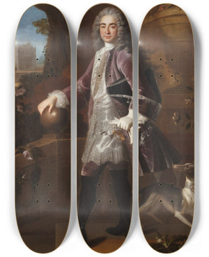 Triptych art skateboard deck of Robert Gabriel Gence Portrait Ofjeanjoseph De Pons by Robert Gabriel Gence