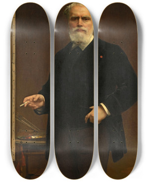 Triptych art skateboard deck of Alexandre Cabanel Self Portrait by Alexandre Cabanel (1823-1889)