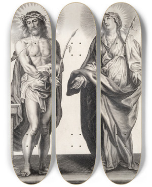 Triptych art skateboard deck of Gerhard Altzenbach Jesus Og Maria by Gerhard Altzenbach (1609-1672)