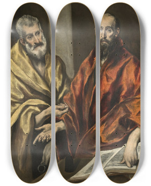 Triptych art skateboard deck of El Greco Domenikos Theotokopoulos St Peter And St Paul by El Greco Domenikos Theotokopoulos (1540-1614) Triptych art skateboard deck of El Greco Domenikos Theotokopoulos St Peter And St Paul by El Greco Domenikos Theotokopoulos (1540-1614)