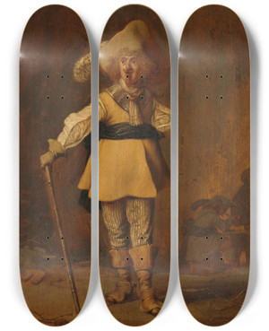 Triptych art skateboard deck of Willem Bartsius A Captain by Willem Bartsius (1612-1665)