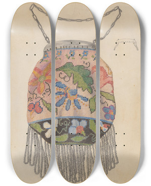 Triptych art skateboard deck of Samuel O Klein Bag by Samuel O Klein