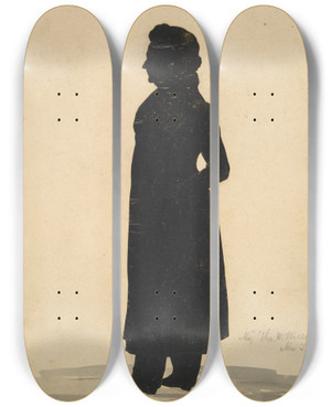 Triptych art skateboard deck of Auguste Edouart Silhouette Of Major Thomas Wheelerwilliams by Auguste Edouart (1789-1861)