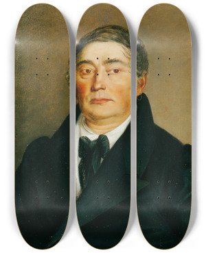 Triptych art skateboard deck of Josef Hlzl Herrenbildnis by Josef Holzl (1809-1891)