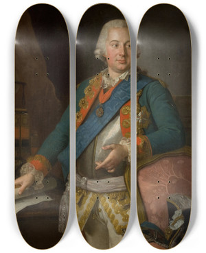 Triptych art skateboard deck of Per Krafft The Elder Portrait Of Alojzy Brhl 17391793 General by Per Krafft The Elder (1724-1793)