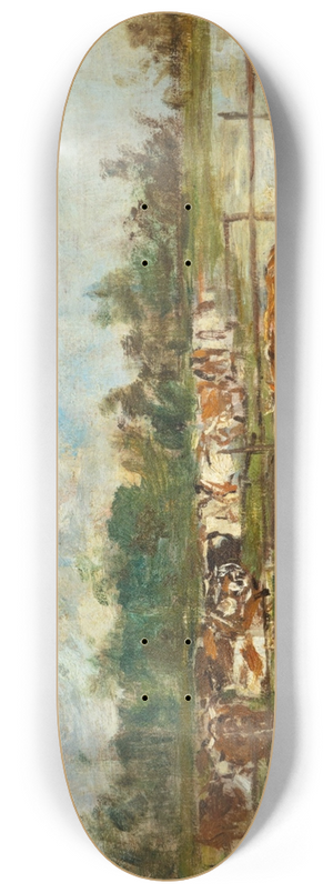 Eugne Boudin - Vaches au pr 8.25 inch art skate deck Eugne Boudin - Vaches au pr 8.25 inch art skate deck