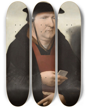Triptych art skateboard deck of Cornelius Anthonisz Portrait Of A Man by Cornelius Anthonisz (1505-1553)