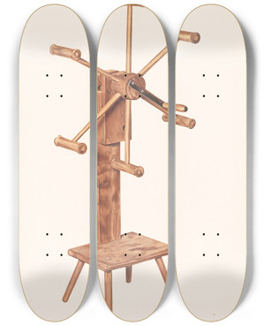 Triptych art skateboard deck of Frank Eiseman Clock Reel by Frank Eiseman