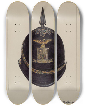Triptych art skateboard deck of Aaron Fastovsky Full Dress Helmet by Aaron Fastovsky