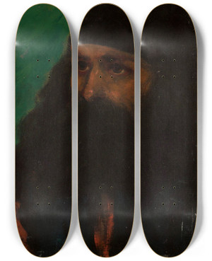 Triptych art skateboard deck of Jan Czesaw Moniuszko Gipsy Man by Jan Czeslaw Moniuszko (1853-1908)