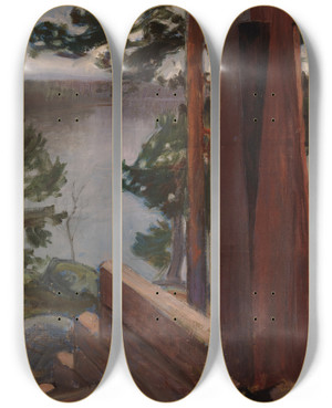 Triptych art skateboard deck of Akseli Gallenkallela The Kalela Porch by Akseli Gallen Kallela (1865-1931)
