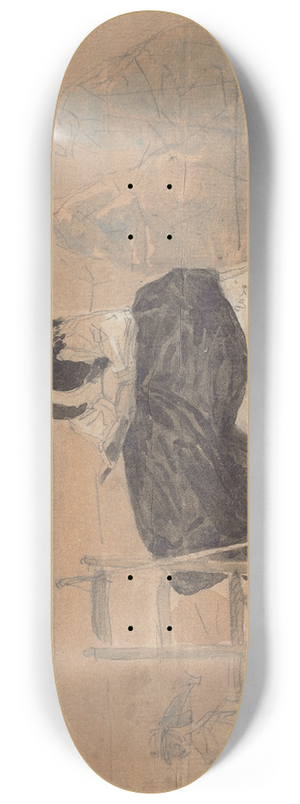 Eugne Boudin - Woman in a Crinoline on the Beach of Trouville 8.25 inch art skate deck